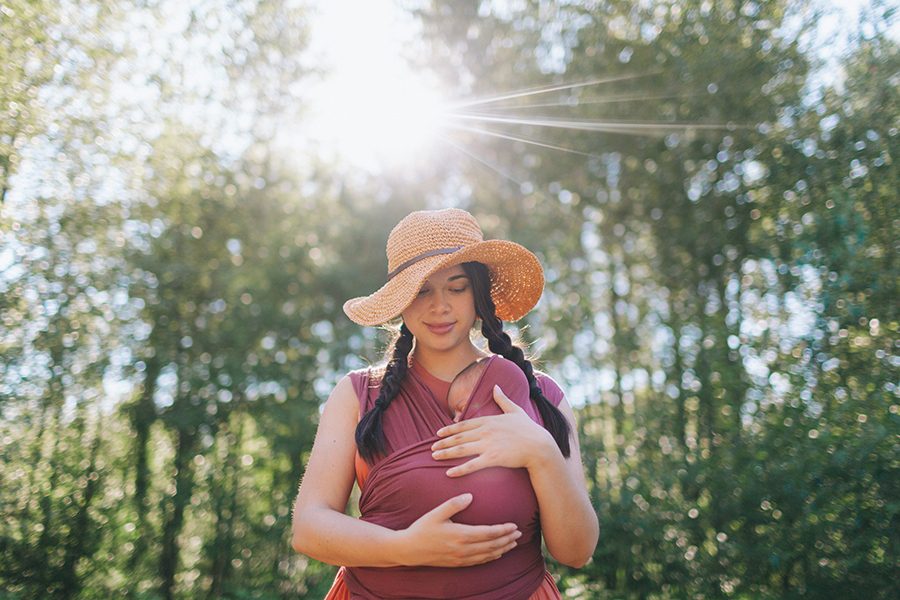 Babywearing helps babies with stuffy noses.